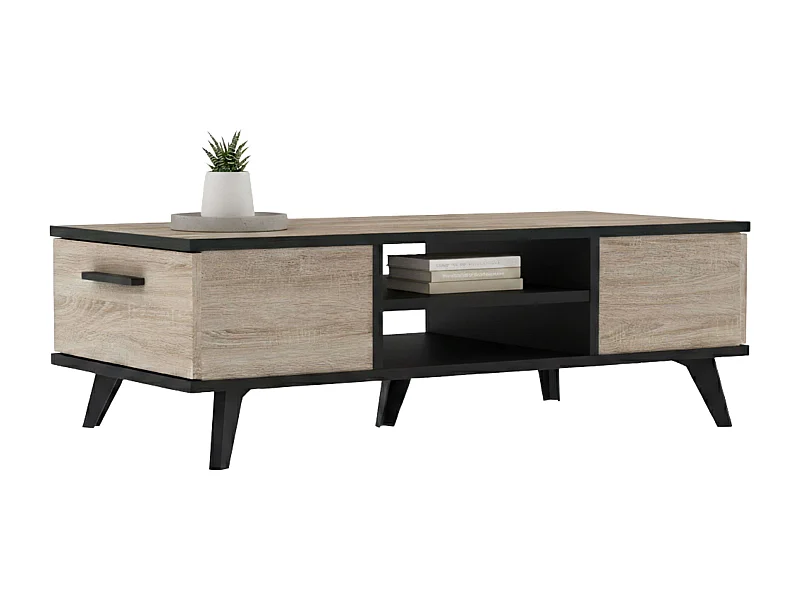 Mesa centro Salón Wayne Roble/Negro 107x35x50 cm