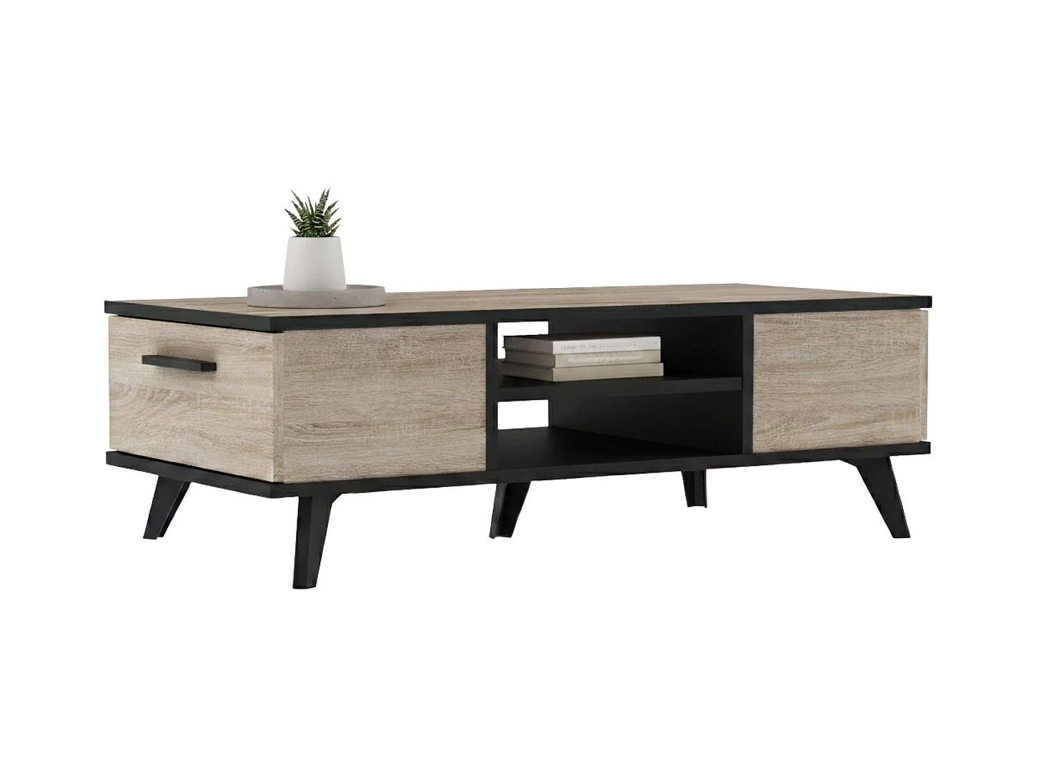 Mesa centro Salón Wayne Roble/Negro 107x35x50 cm