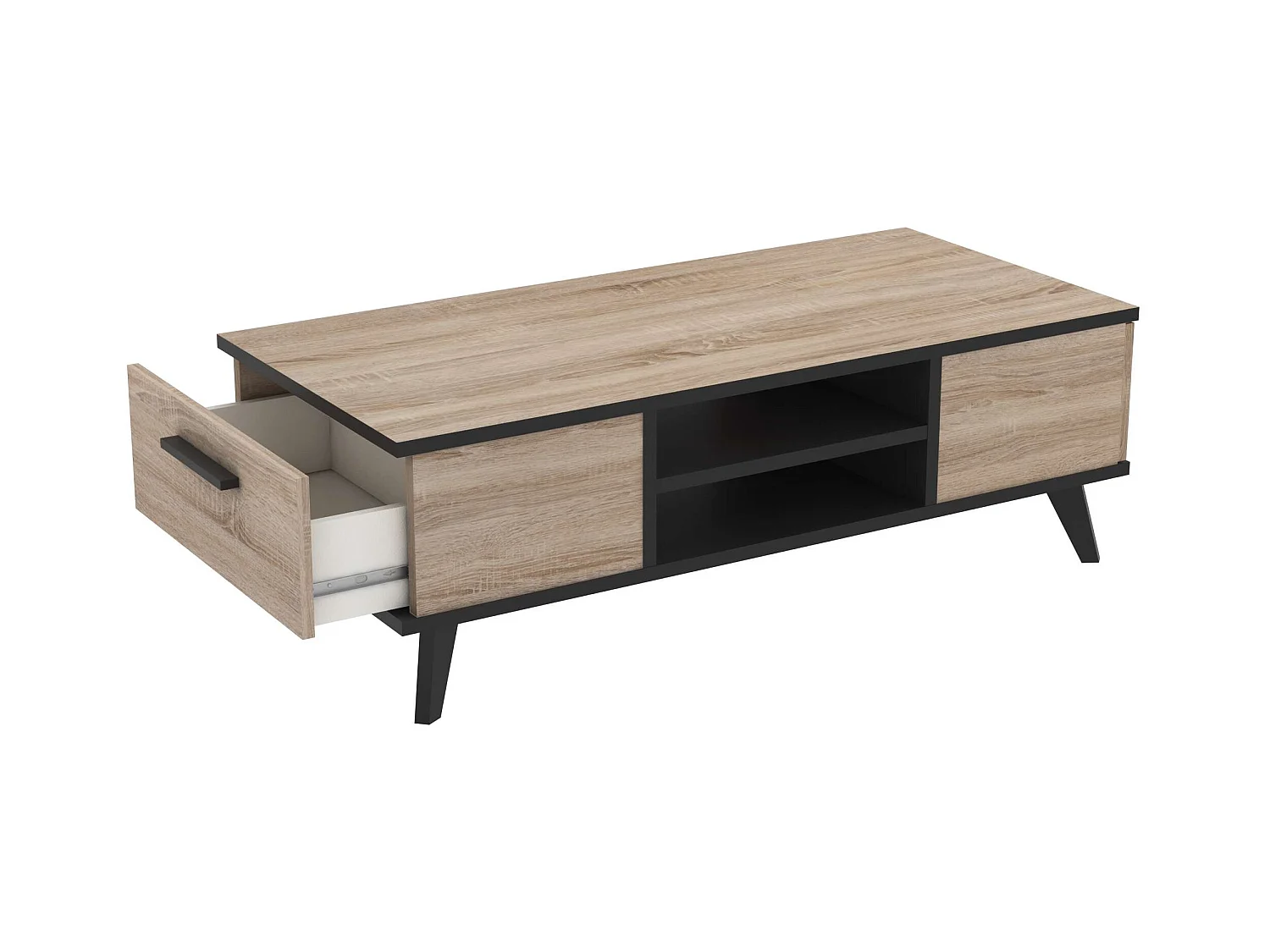 Mesa centro Salón Wayne Roble/Negro 107x35x50 cm