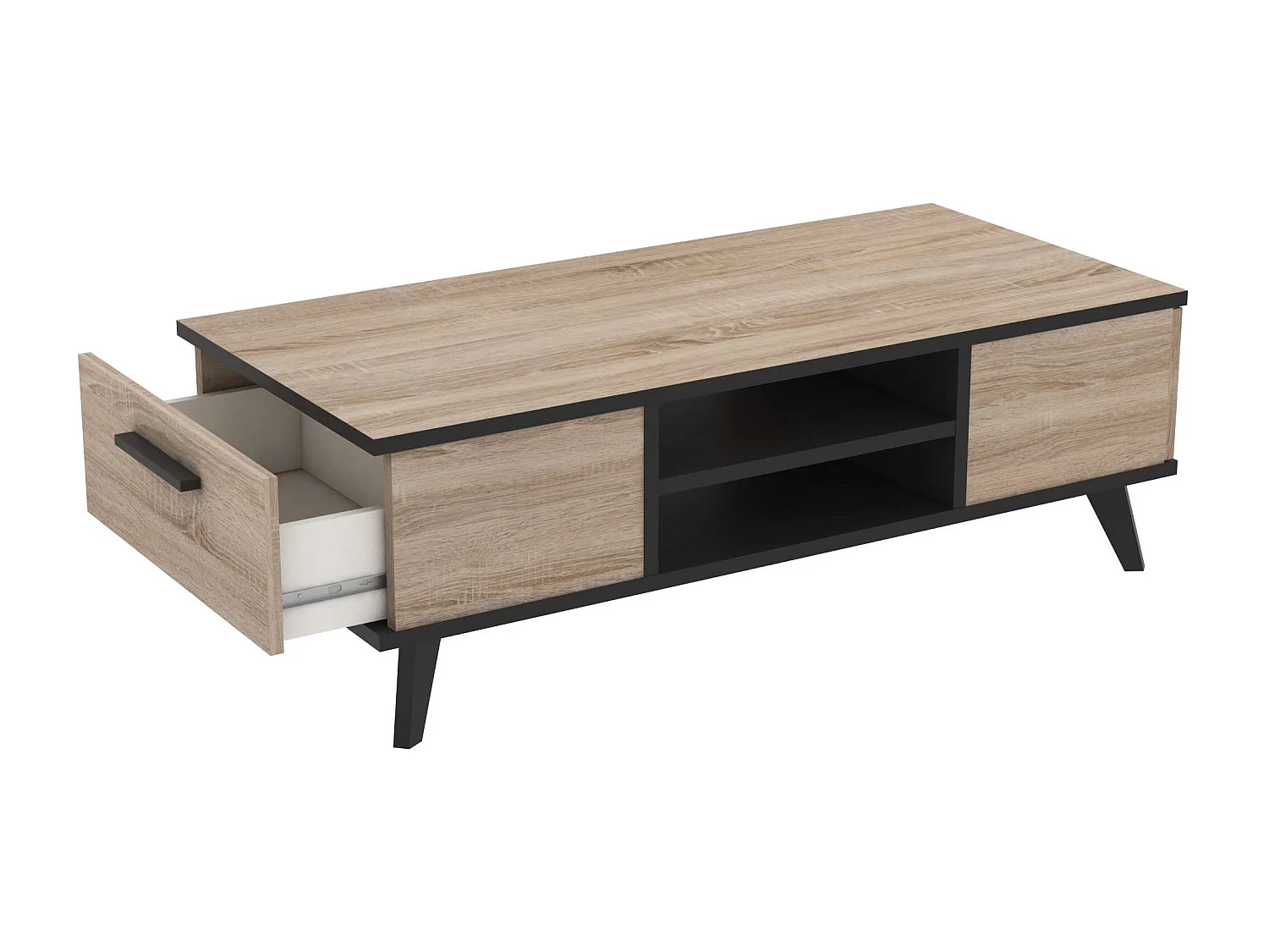 Mesa centro Salón Wayne Roble/Negro 107x35x50 cm