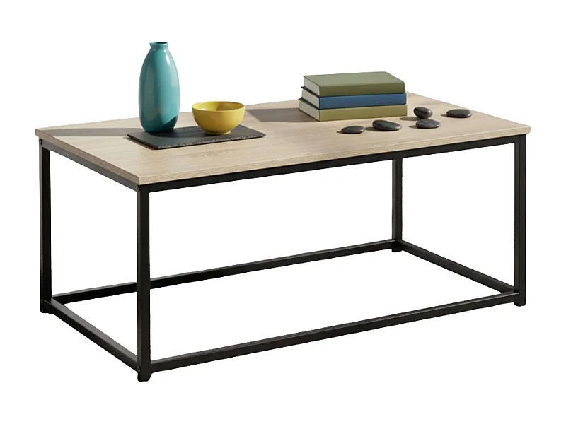 Mesa centro fija Cambrian metálica roble claro/negro 90x40x48 cm
