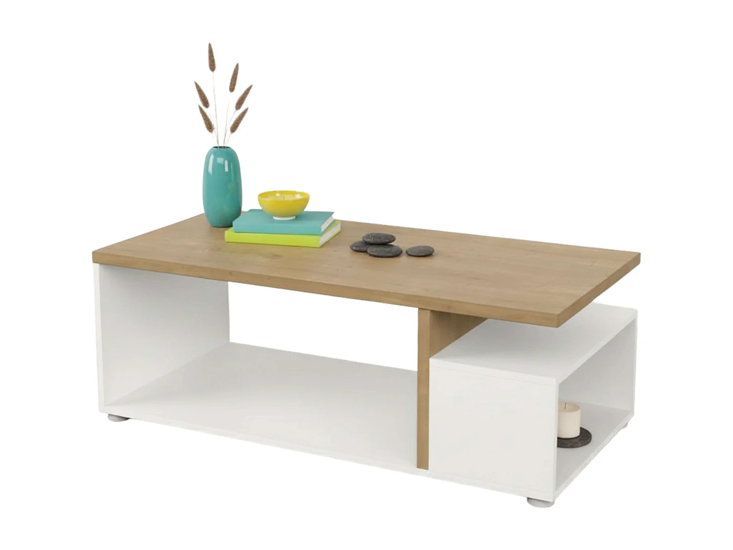 Mesa de Centro Fixa Access Hamilton Carvalho Branco Fosco 92x50 cm