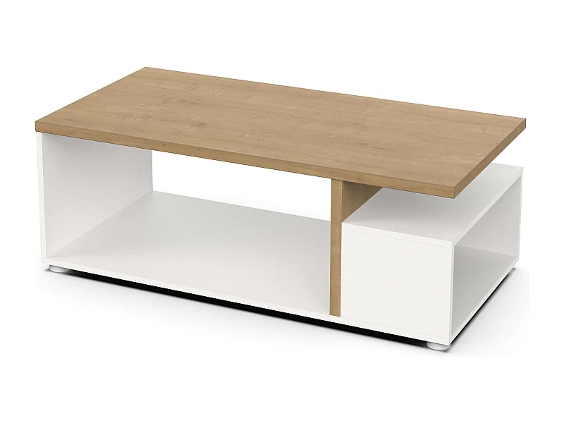 Mesa Centro Fija Acces Roble Hamilton Blanco Mate 92x50 cm