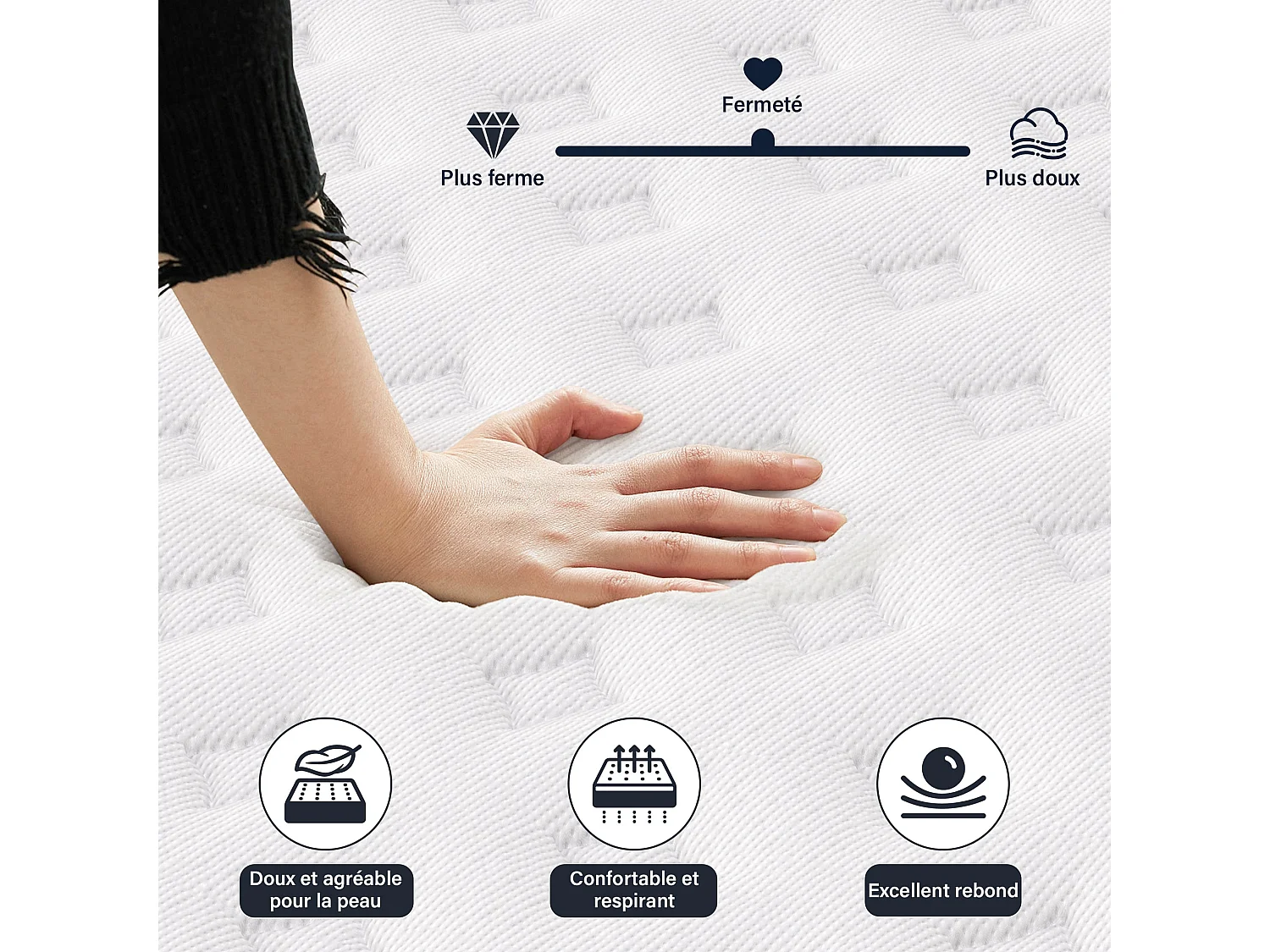 Schuimmatras 140x200 cm, dikte 30 cm Stevig 7 comfortzones van schuim, omkeerbaar Perfecte ondersteuning