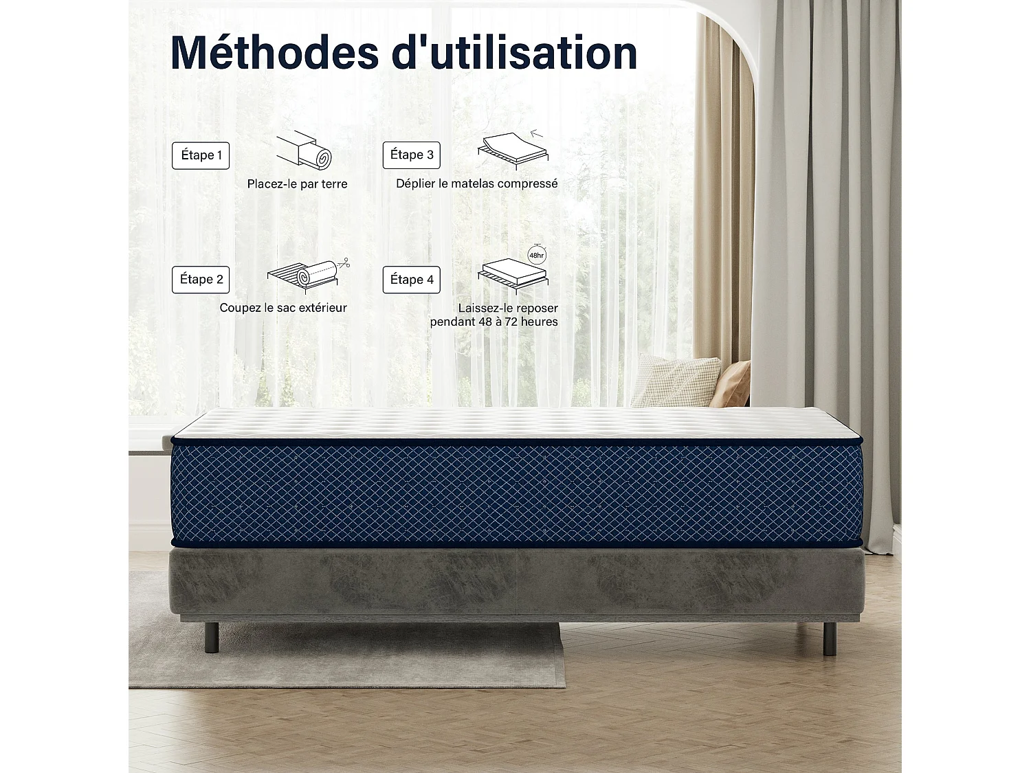 Schuimmatras 140x190 cm, dikte 30 cm Stevig 7 comfortzones van schuim, omkeerbaar Perfecte ondersteuning