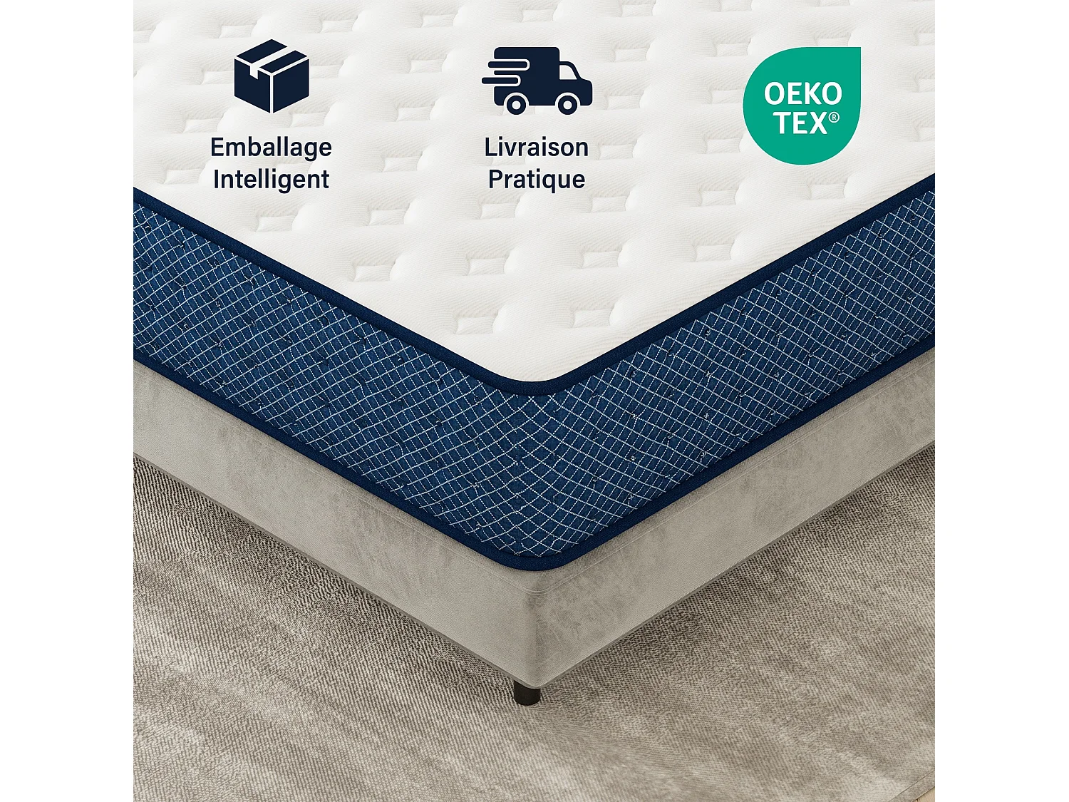 Matelas mousse 140x190 cm, epaisseur 30 cm Ferme 7 zones de confort en mousse, Réversible Soutien
