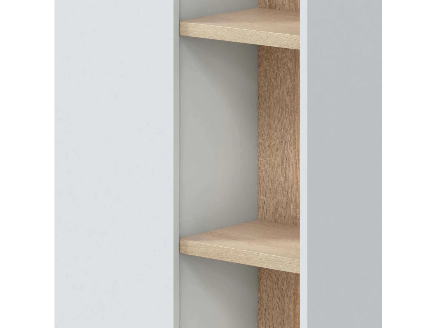 Móveis de corredor Adhara com espelho nórdico em branco/carvalho, 1 porta, 2 prateleiras