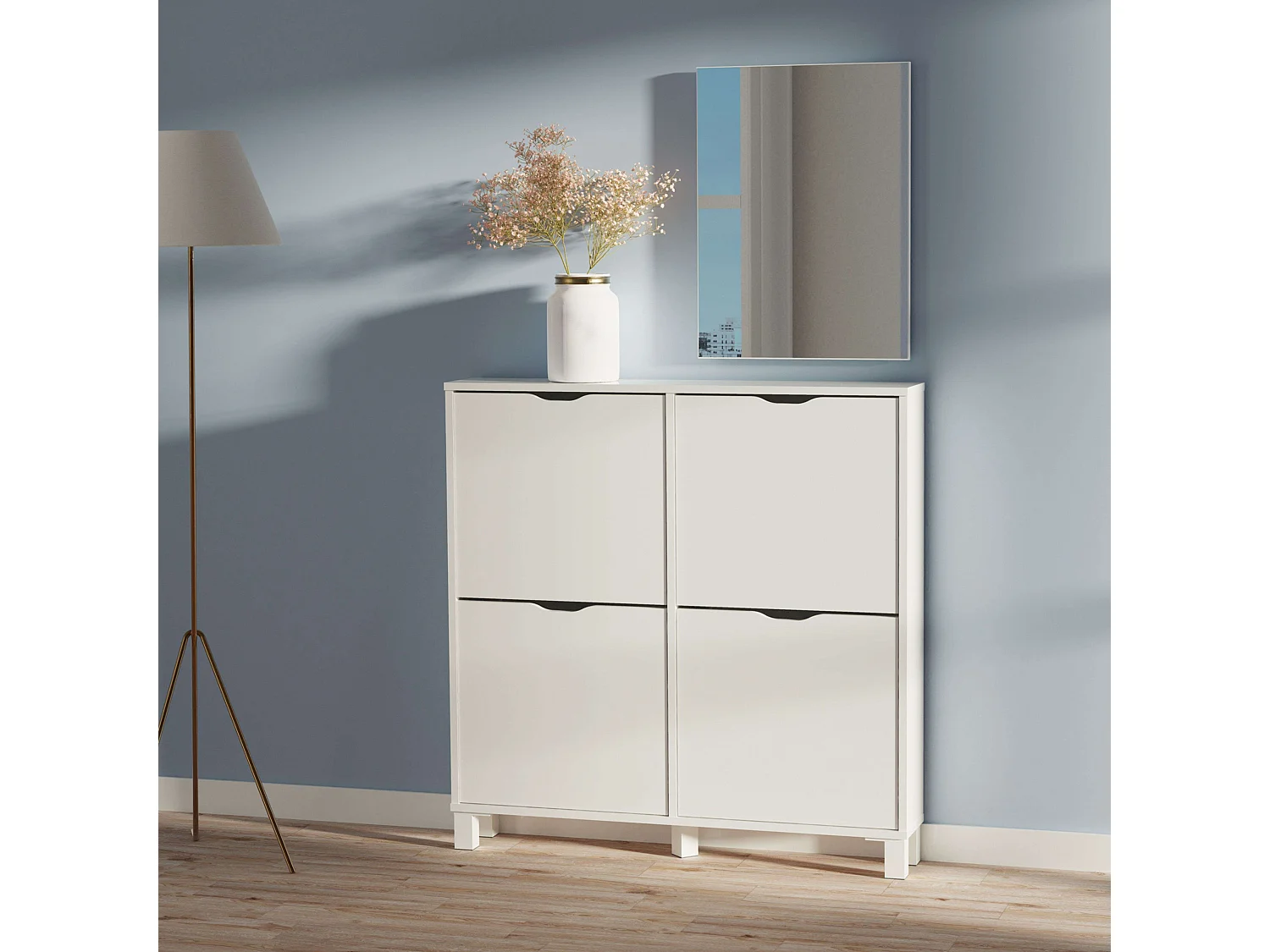 Zapatero Recibidor Mary con Espejo Susp. 97 cm