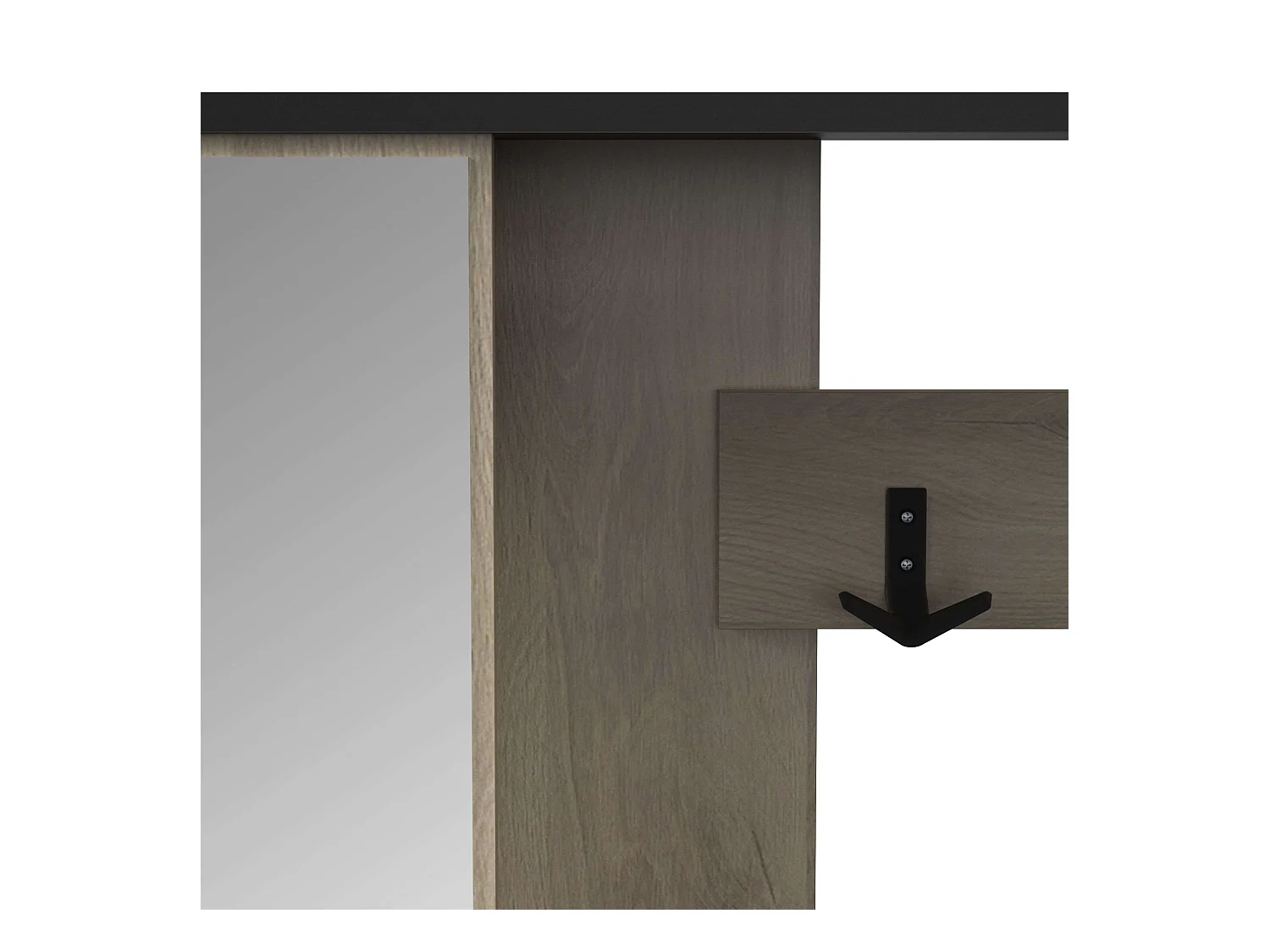 Cobbler Perchero Recibidor, 3 Ganchos, Estante, Armario y Espejo 105 cm