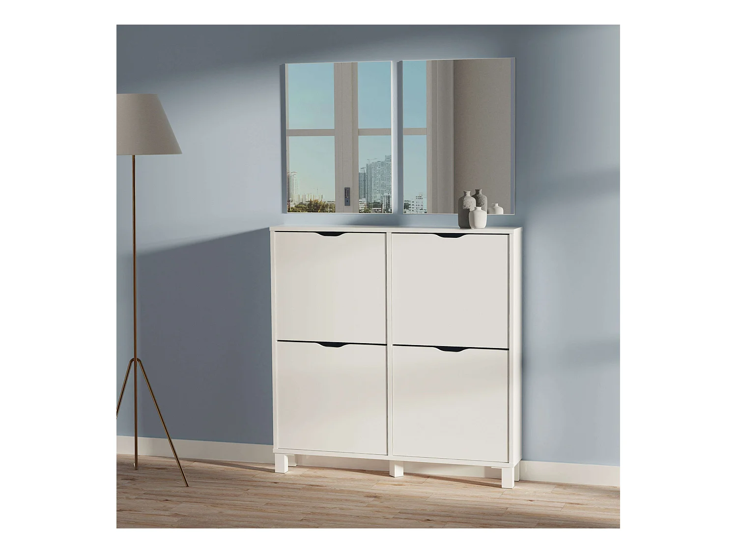 Zapatero Recibidor Mary 2 Espejos Suspendido 97 cm