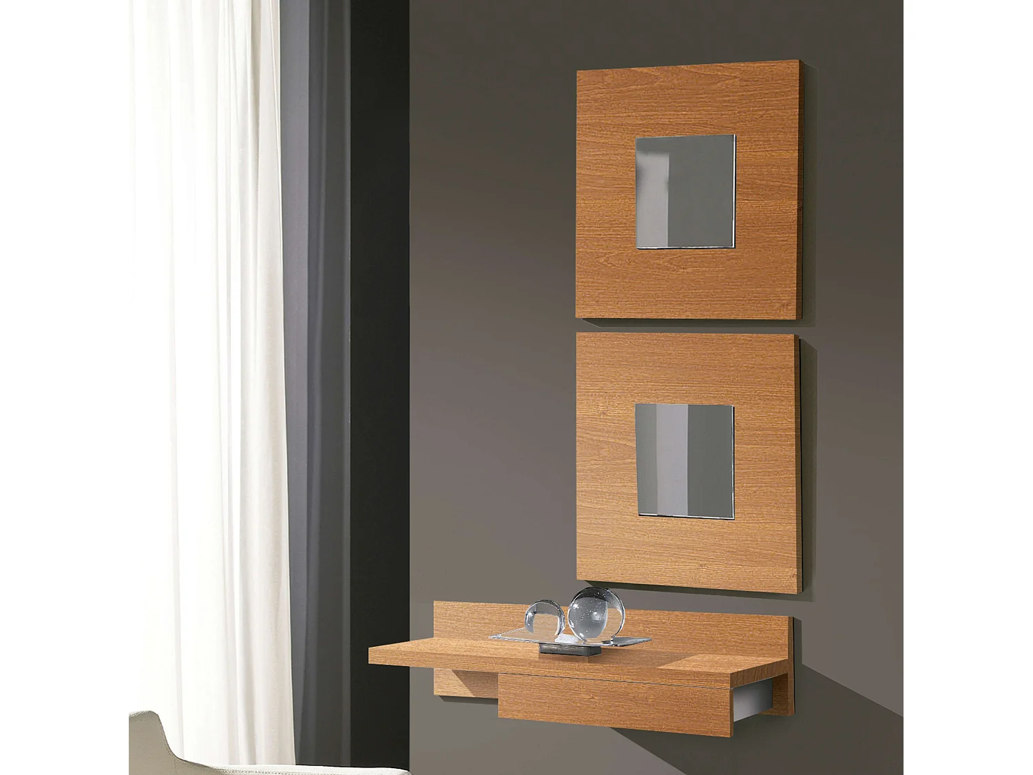 Mueble Entrada Cajún Recibidor Colgado Cerezo 70x20x28 cm