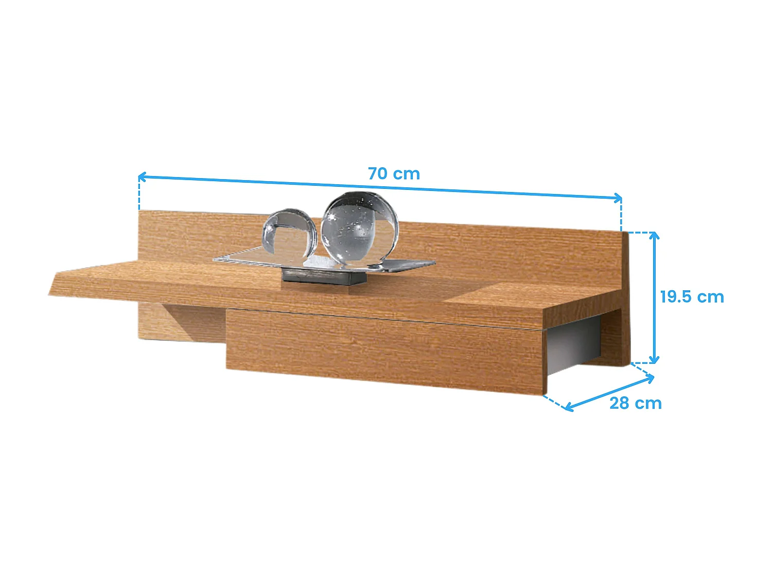 Mueble Entrada Cajún Recibidor Colgado Cerezo 70x20x28 cm