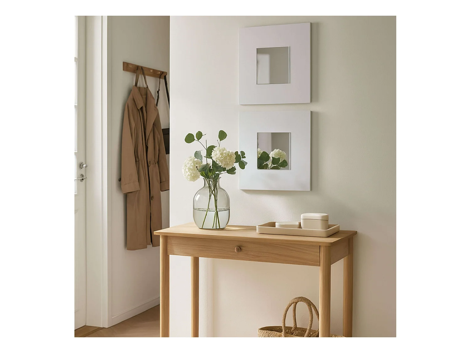 Mueble Entrada Cajún 2 Espejos Blanco 70cm