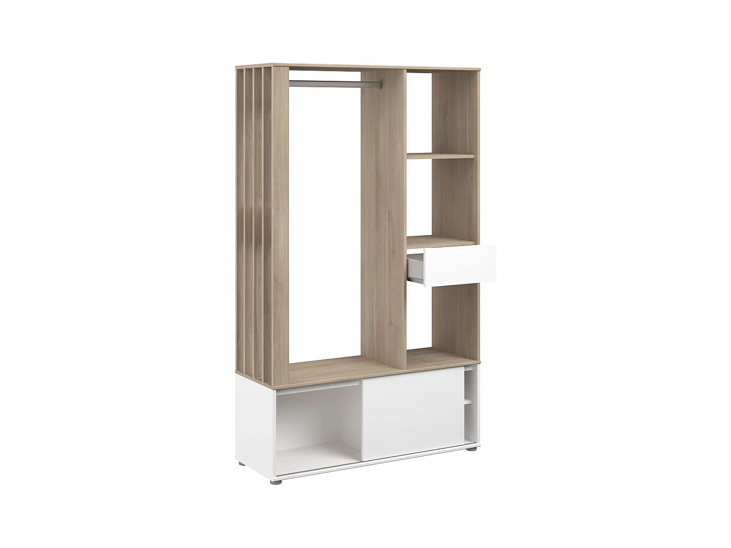 Armário de corredor em carvalho amadeirado/branco com armazenamento 183x110x40 cm