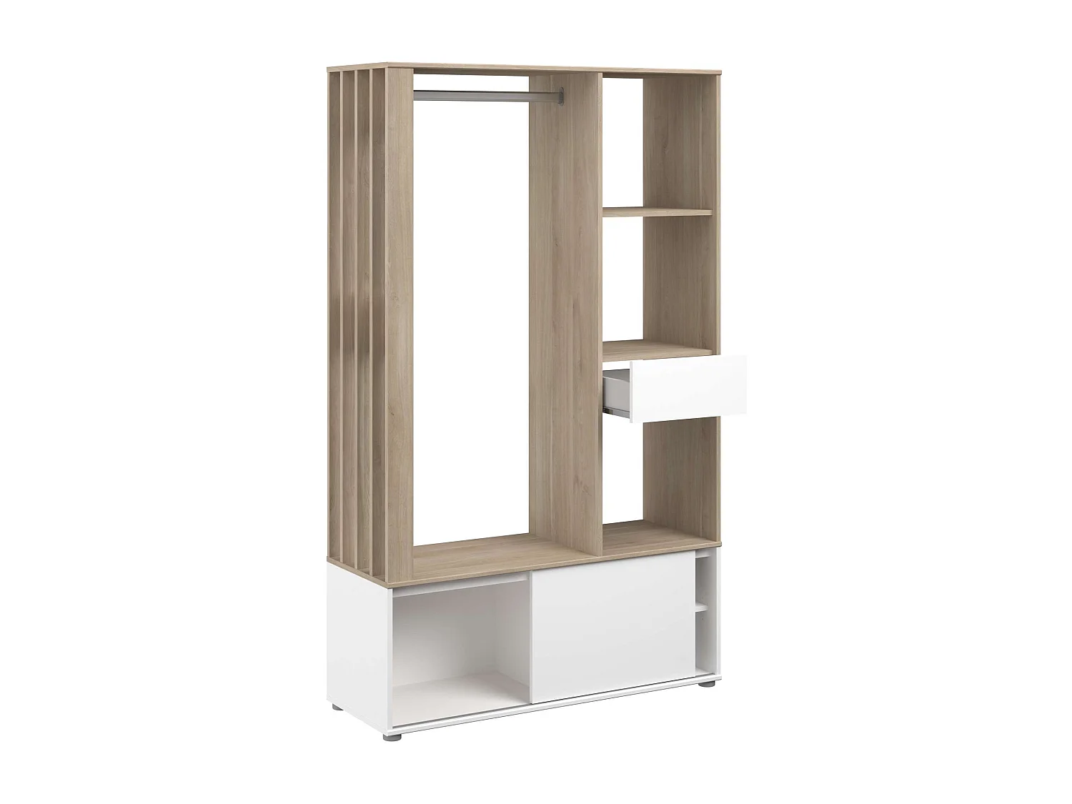 Armário de corredor em carvalho amadeirado/branco com armazenamento 183x110x40 cm