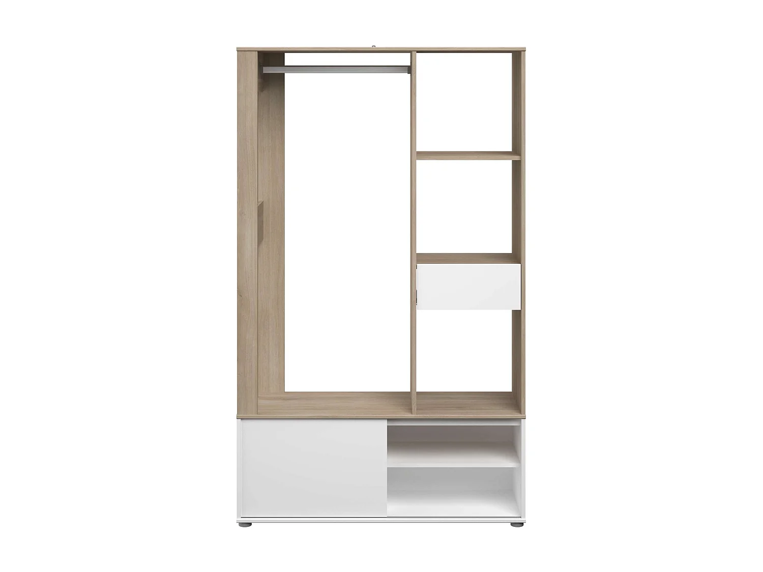 Armário de corredor em carvalho amadeirado/branco com armazenamento 183x110x40 cm