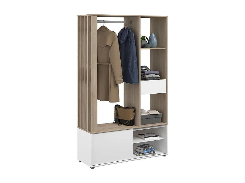 Recibidor Woody roble/blanco con almacenaje 183x110x40 cm