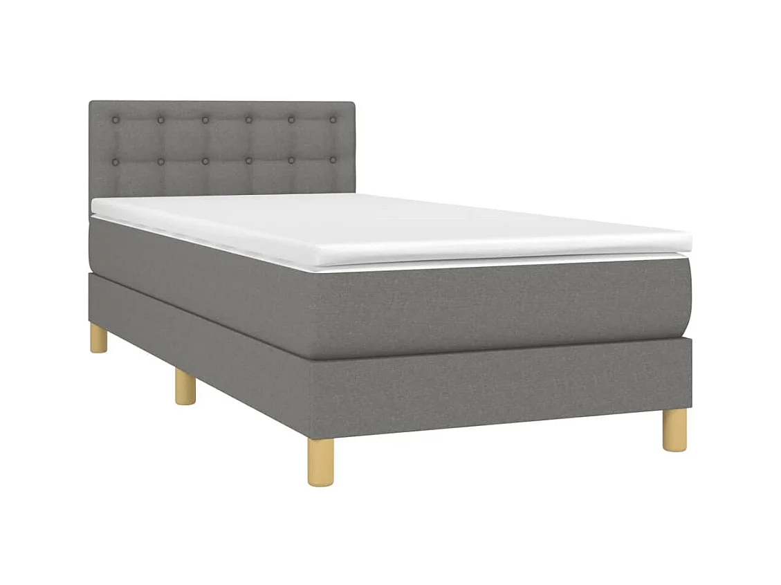 Lit simlpe adulte-Sommier à lattes de lit avec matelas Gris foncé 90x200 cm Tissu