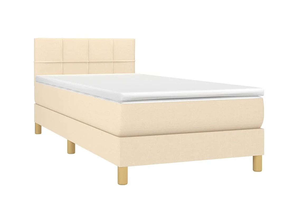Lit simple-Lit adulte-Sommier à lattes de lit avec matelas Crème 100x200 cm Tissu