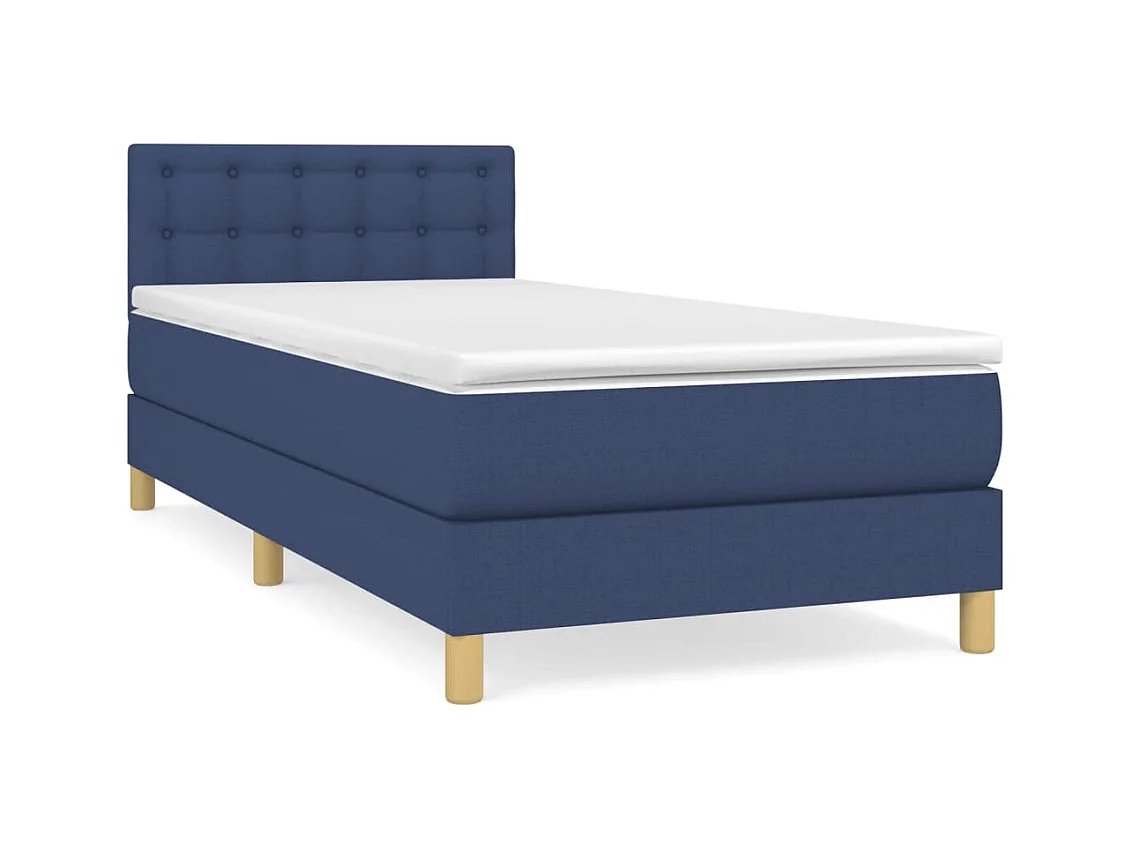 Lit simlpe-Sommier à lattes de lit avec matelas Bleu 90x200 cm Tissu