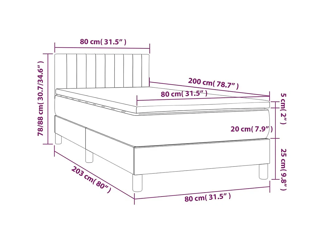 Lit simple-Lit adulte-Sommier à lattes de lit avec matelas Gris foncé 80x200 cm Tissu
