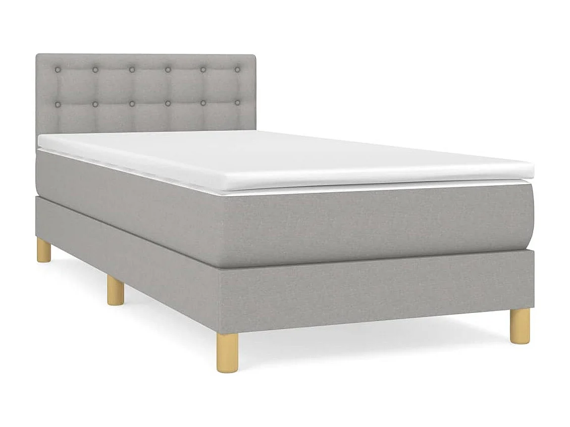 Einzelbett | Bettgestell | Boxspringbett mit Matratze Hellgrau 80x200 cm Stoff SHL774886