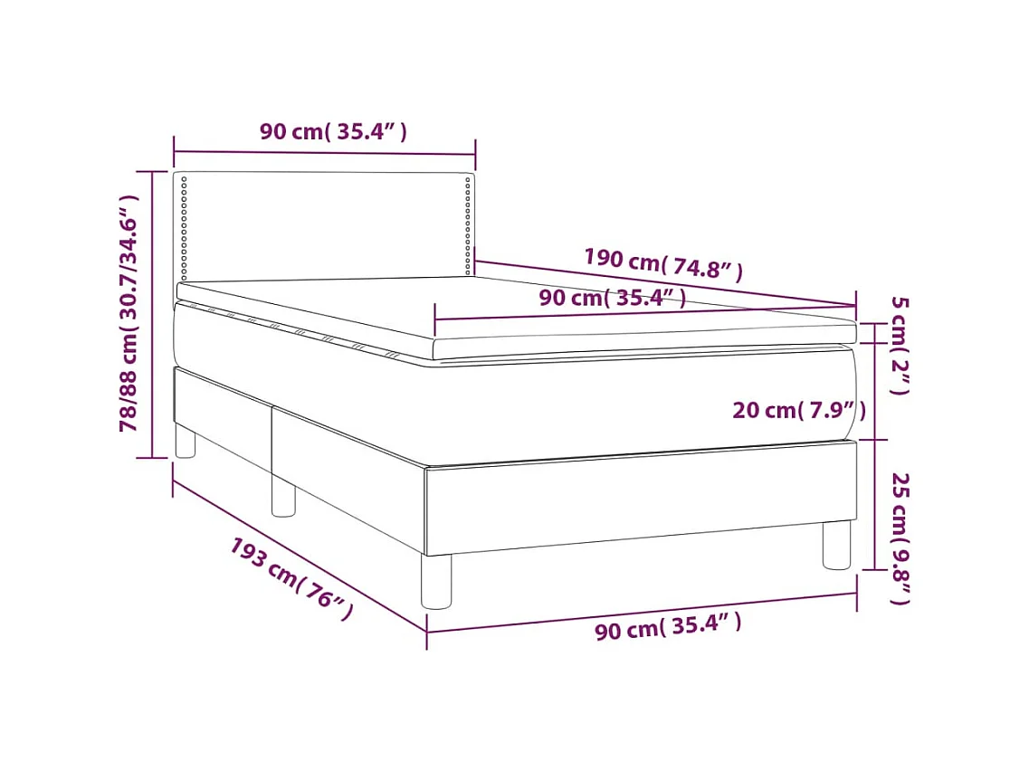 Lit simple-Lit adulte-Sommier à lattes de lit avec matelas Taupe 90x190 cm Tissu