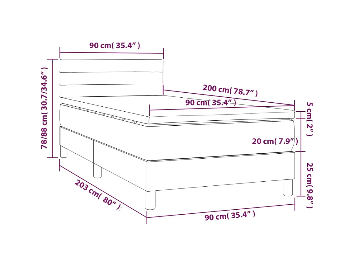 Lit simlpe adulte-Sommier à lattes de lit avec matelas Marron foncé 90x200 cm
