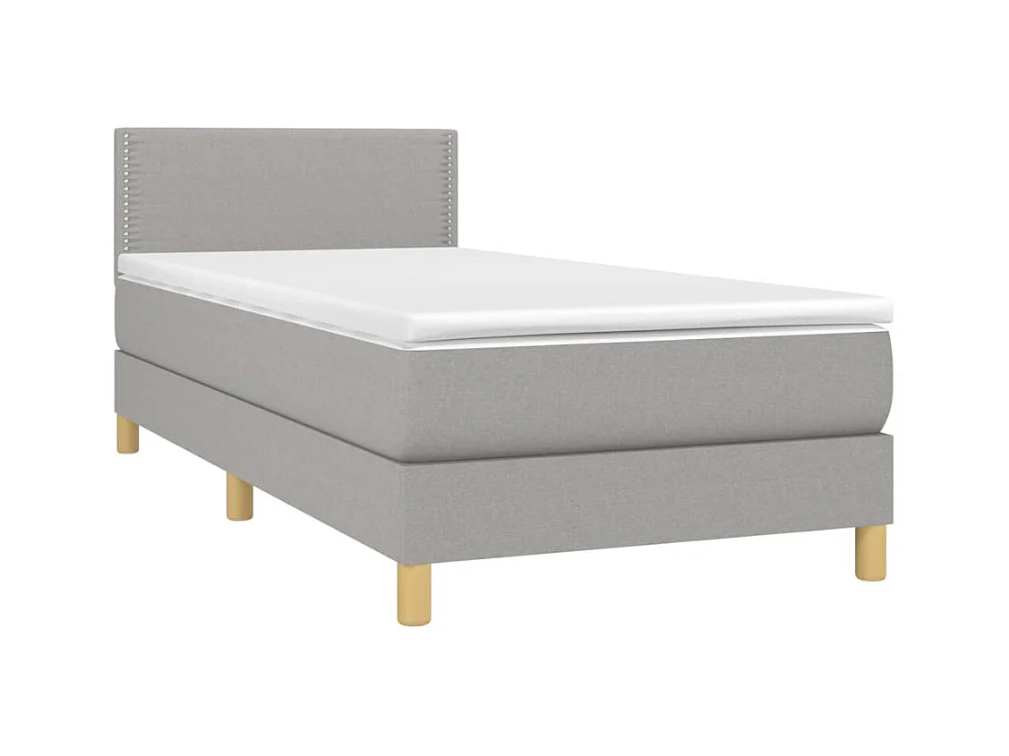 Lit adulte-Lit simple-Sommier à lattes de lit et matelas Gris clair 90x190 cm Tissu