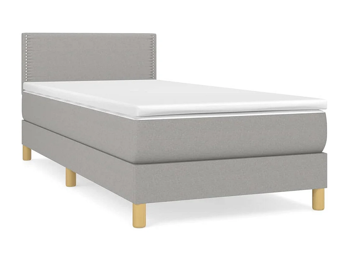 Einzelbett | Bettgestell | Boxspringbett mit Matratze Hellgrau 90x190 cm Stoff SHL335619