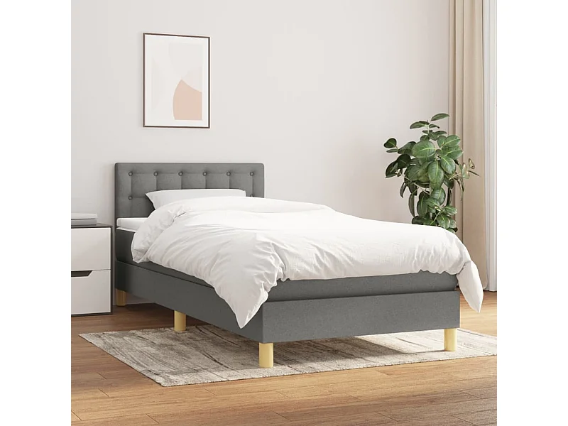 Einzelbett | Bettgestell | Boxspringbett mit Matratze Dunkelgrau 80x200 cm Stoff SHL119500