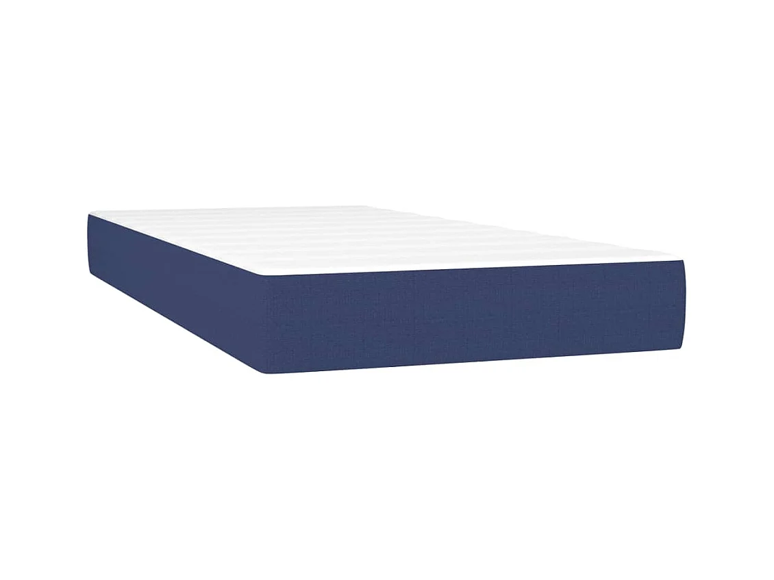 Lit simlpe-Sommier à lattes de lit avec matelas Bleu 90x200 cm Tissu