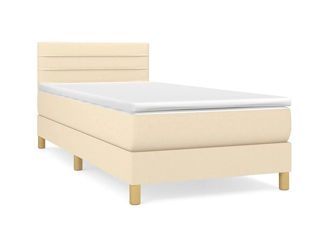 Lit simple-Lit adulte-Sommier à lattes de lit avec matelas Crème 80x200 cm Tissu
