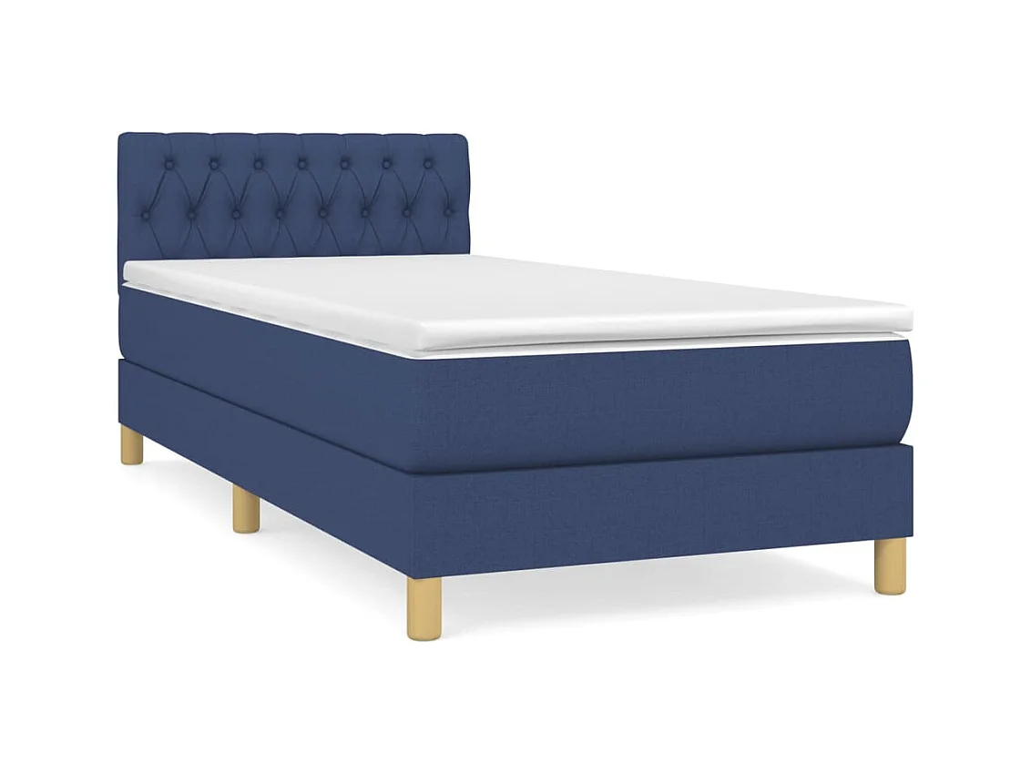 Lit simple-Lit adulte-Sommier à lattes de lit avec matelas Bleu 80x200 cm Tissu
