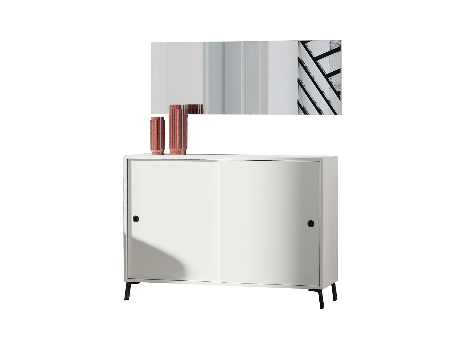 Recibidor Con Espejo Terpi Estilo Moderno Color Blanco