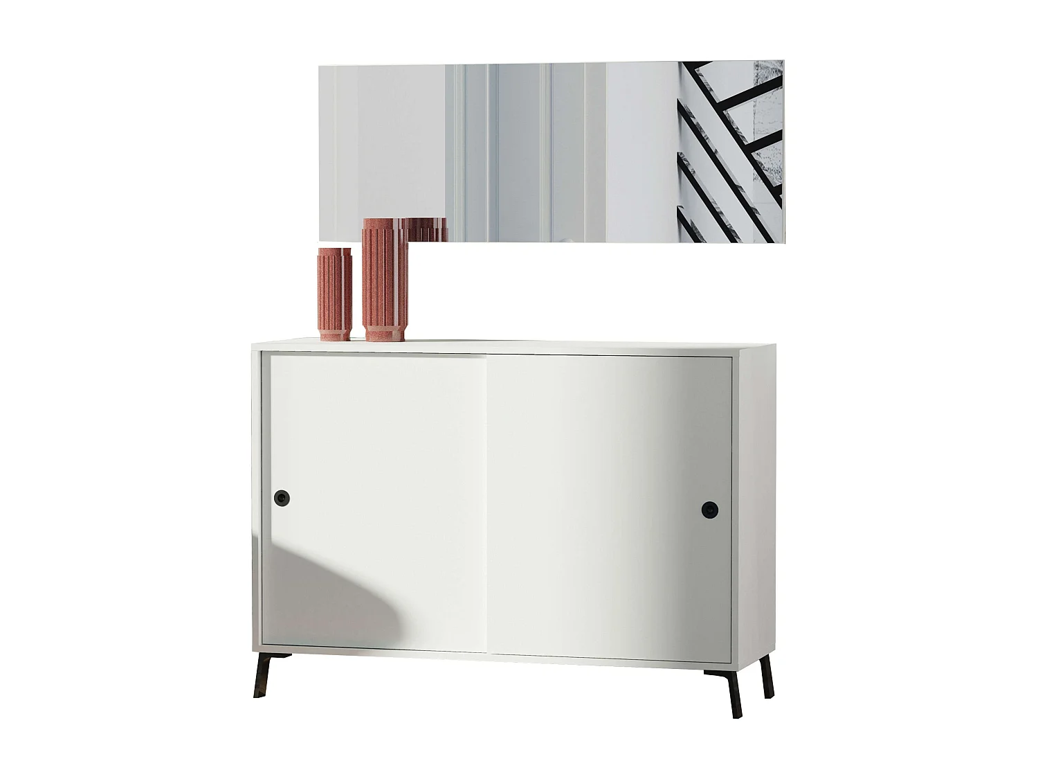 Recibidor Con Espejo Terpi Estilo Moderno Color Blanco