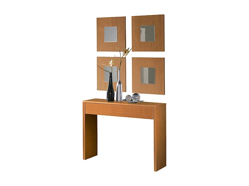 Recibidor Consola 4 Espejos Lupe 100x76x30cm Cerezo