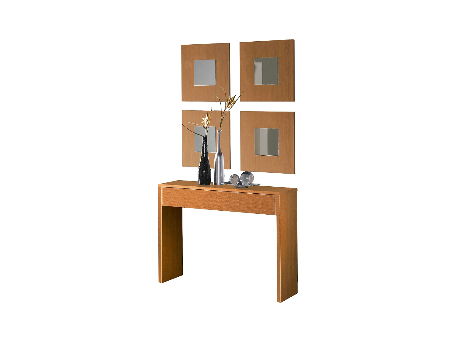 Recibidor Consola 4 Espejos Lupe 100x76x30cm Cerezo