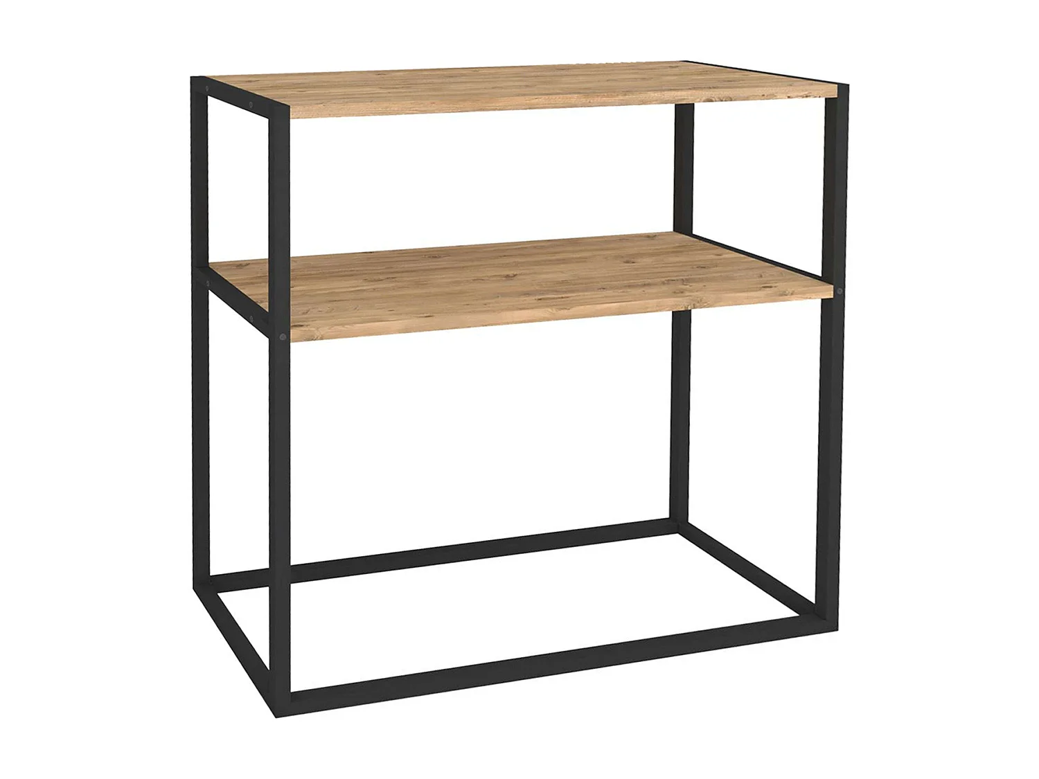 Meuble d'entrée Rus Étagères Noir et Chêne Safir 90x90x34 cm