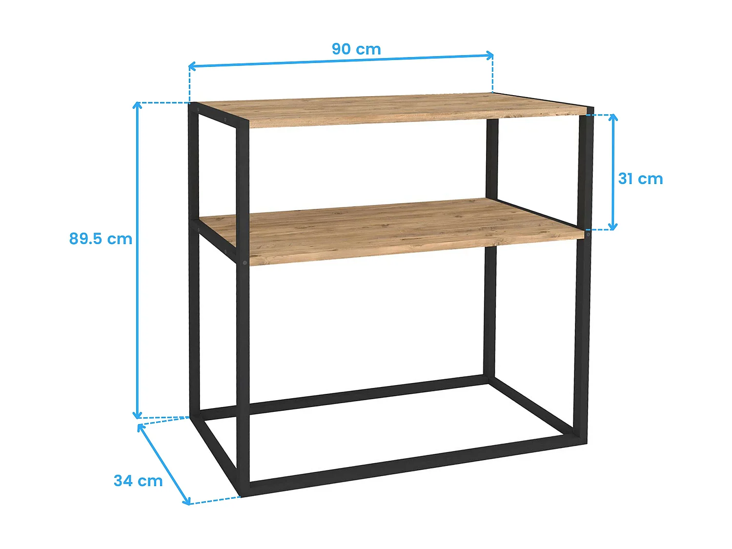 Meuble d'entrée Rus Étagères Noir et Chêne Safir 90x90x34 cm
