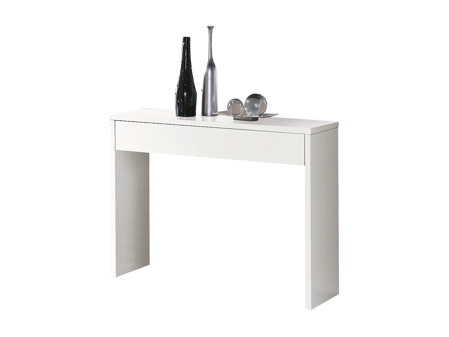 Mueble Recibidor Lupe Almacenaje Cajón y Espejos Blanco 101 cm