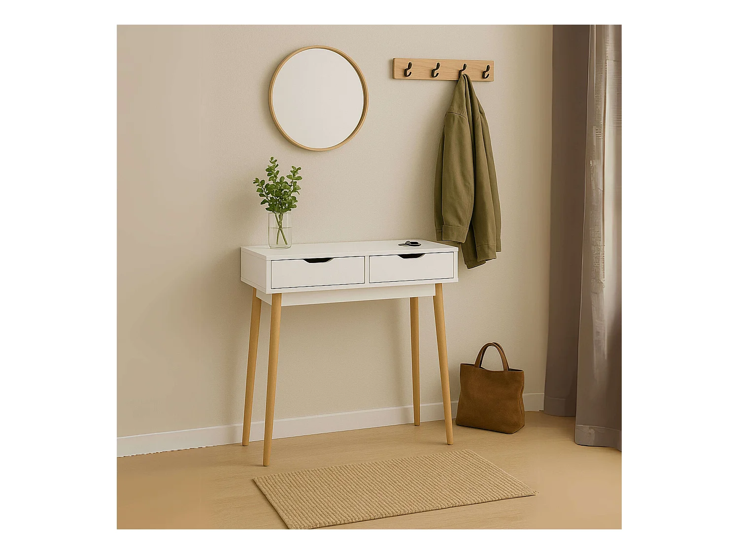 Recibidor Fiano blanco 2 cajones 78x90x35 cm