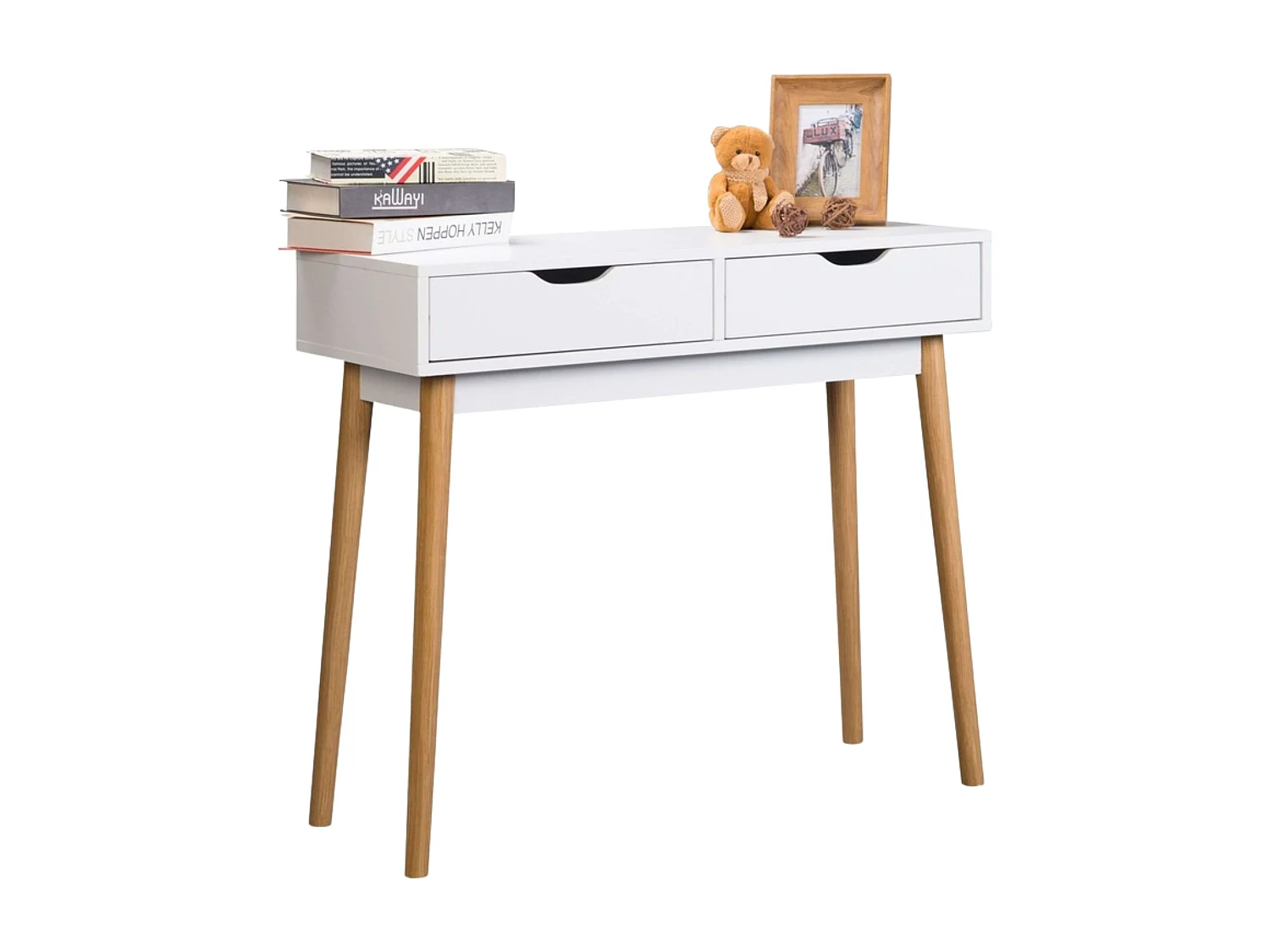 Mesa de hall branca Fiano com 2 gavetas, 78x90x35 cm
