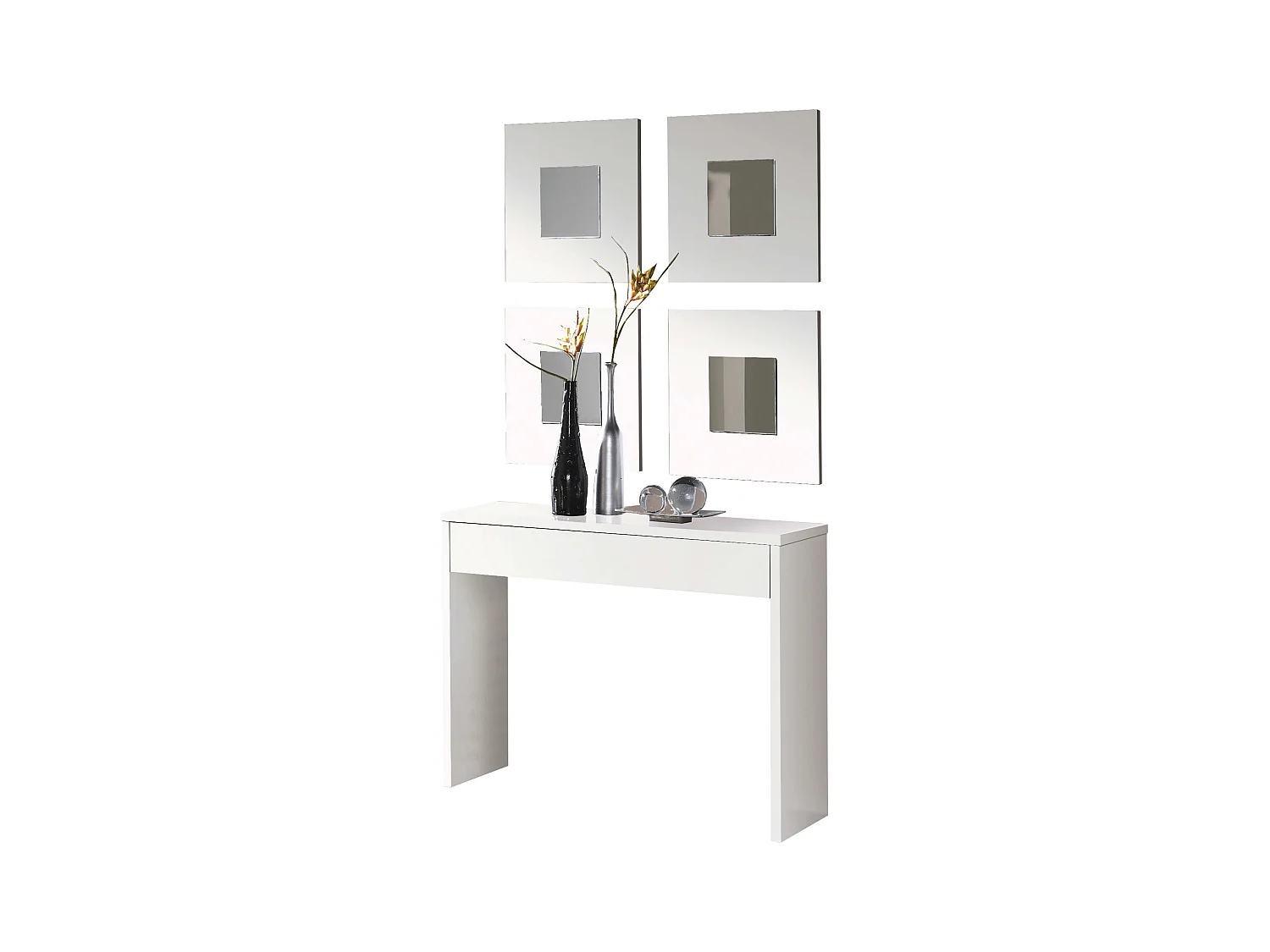 Mueble Entrada Recibidor Lupe Moderno Blanco 101x76x30 cm