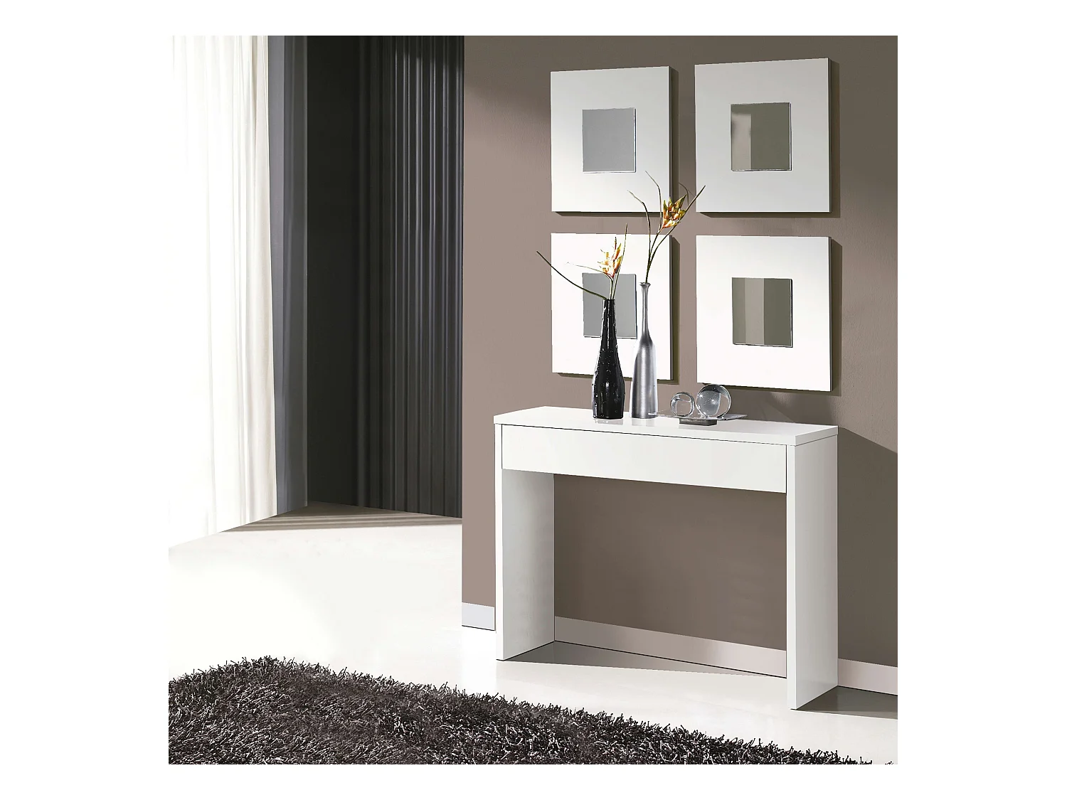Mueble Entrada Recibidor Lupe Moderno Blanco 101x76x30 cm