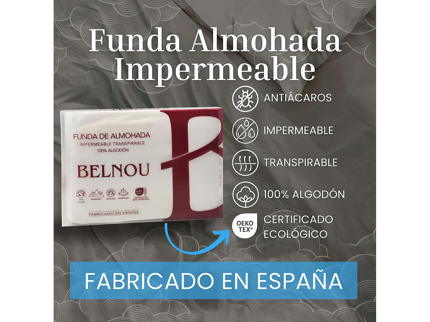Funda de Almohada Infantil Juvenil Transpirable Impermeable 100% Algodón (70 cm)