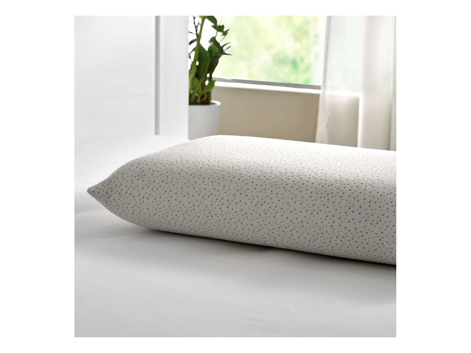 Oreiller viscoélastique en bambou, fermeté moyenne, noyau perforé, blanc, 70 x 35 cm