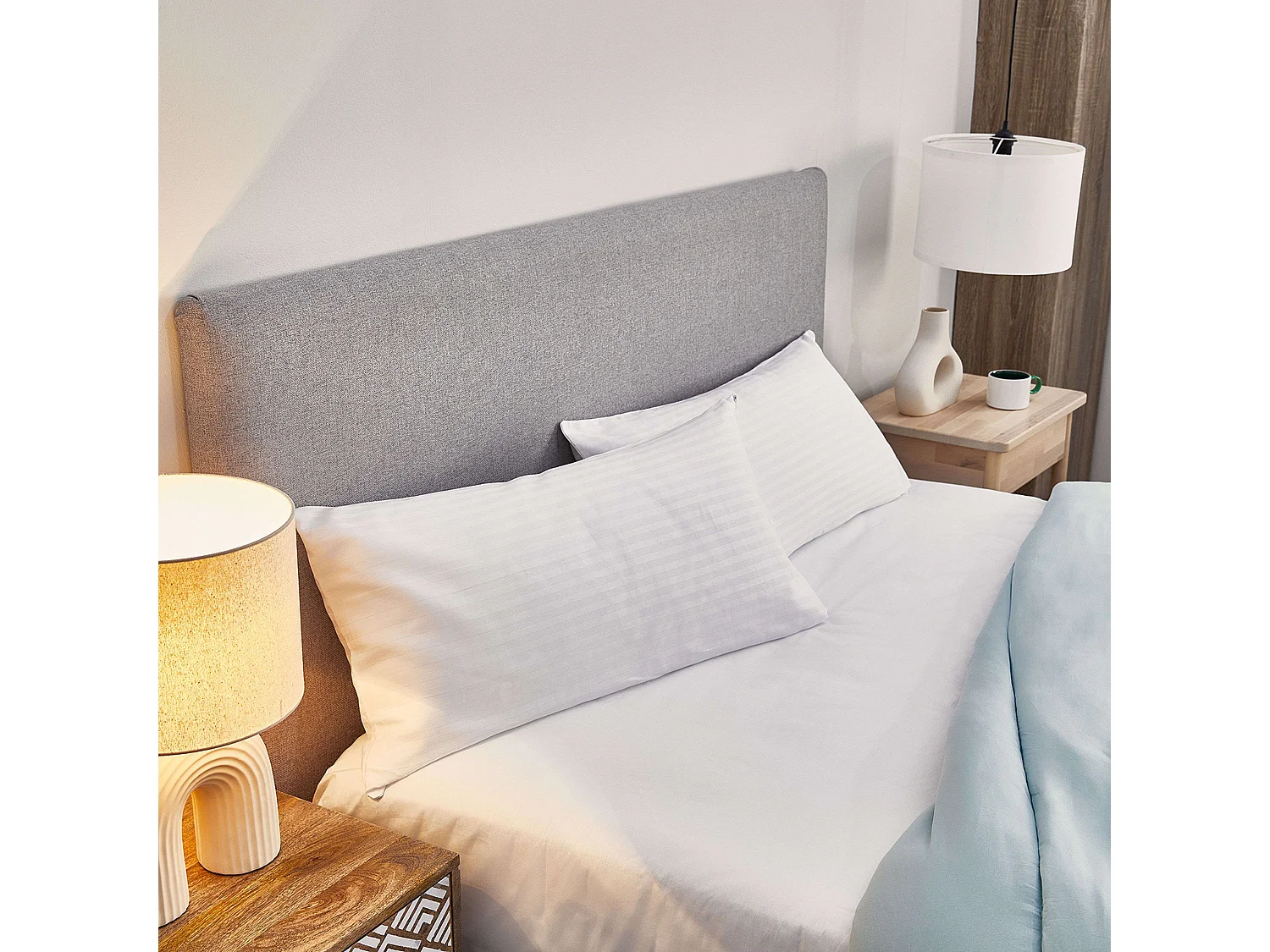 Funda almohada 100% algodón cremallera blanco 150x40 cm antiencogimiento