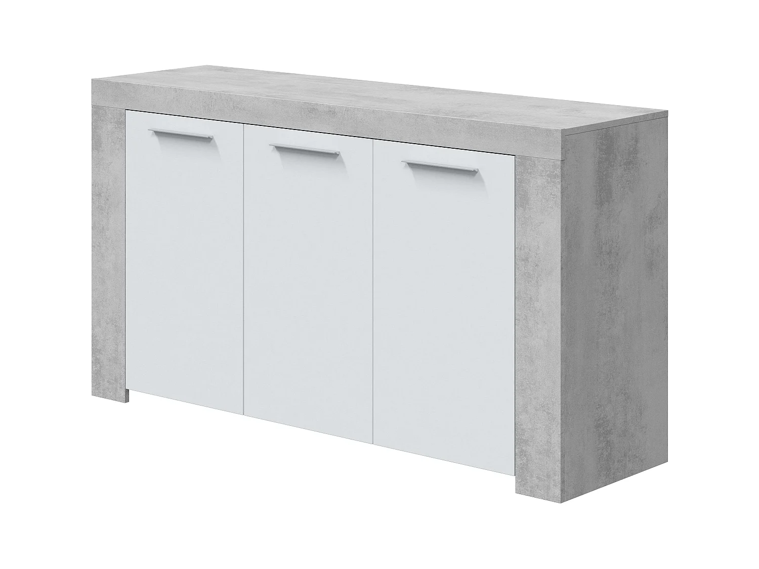 Pack Muebles Comedor Cemento y Blanco (Mesa Centro + Aparador + Comedor)