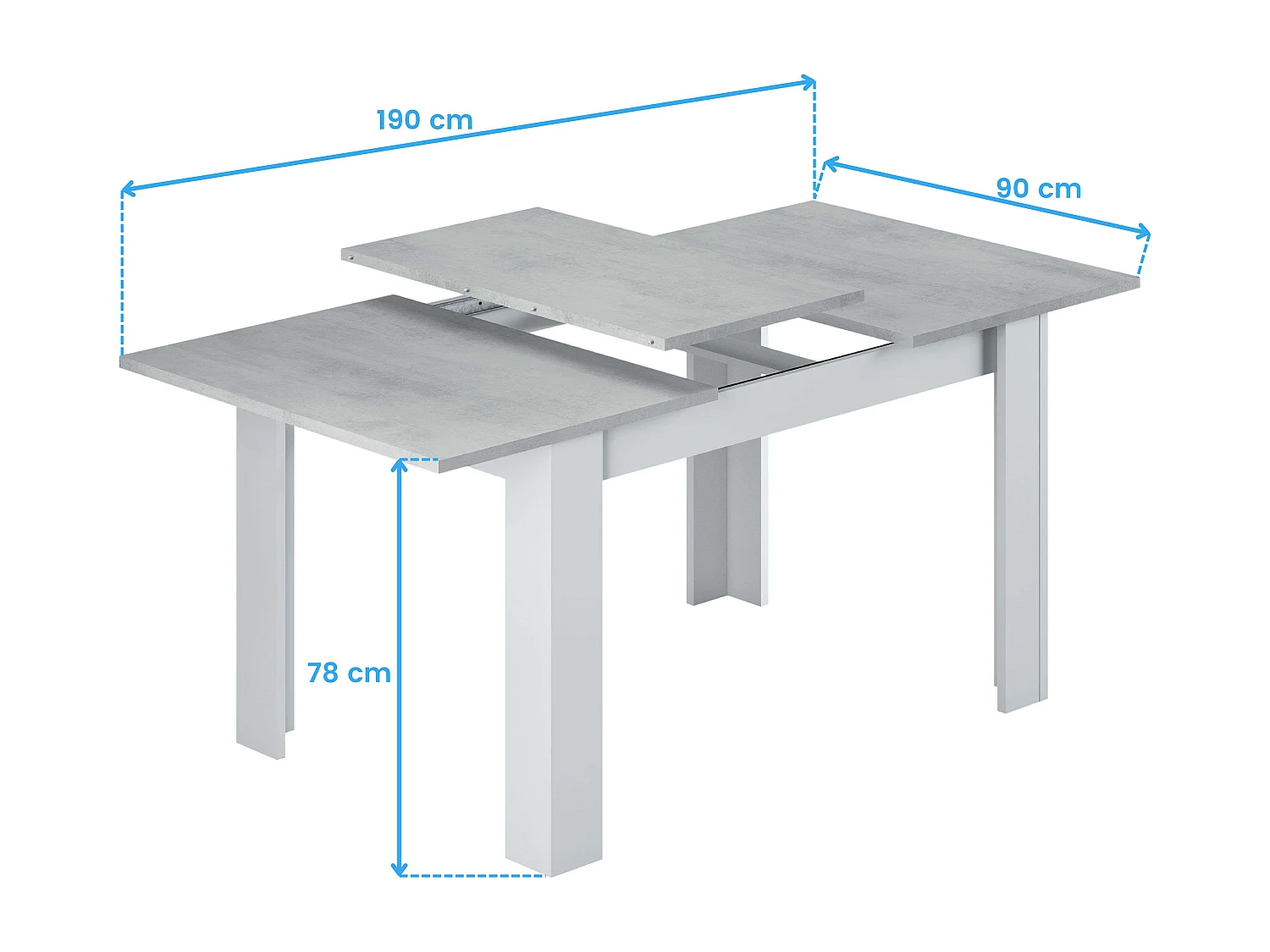 Pack Muebles Comedor Cemento y Blanco (Mesa Centro + Aparador + Comedor)